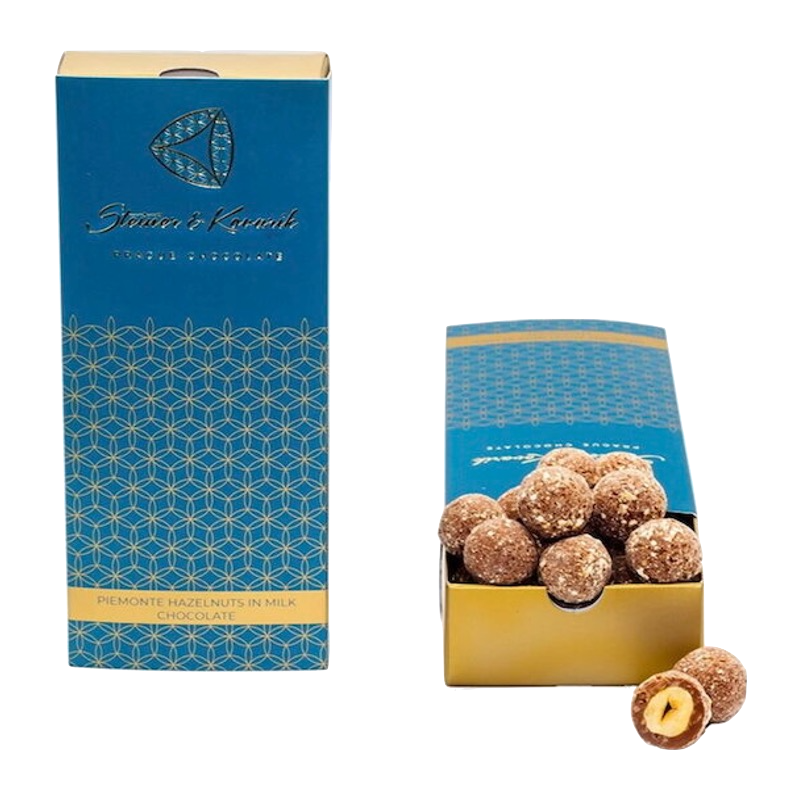 Piemonte hazelnuts in milk chocolate (130g)